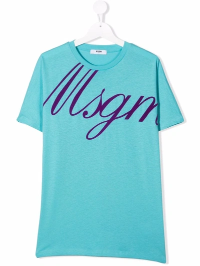 Msgm Teen Logo-print Cotton T-shirt In Carta Da Zucchero