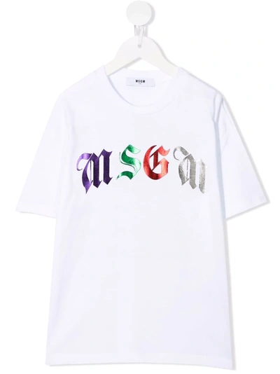 Msgm Foil Logo-print T-shirt In White