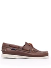 Sebago Brown Leather Loafers With Rubber Sole In Black