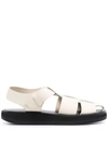 The Row Off-white Leather Fisherman Flat Sandals In White