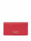 Ferragamo Gancini Long Leather Wallet In Rot
