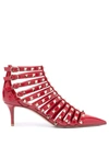 Valentino Garavani Alcove Patent Rockstud Gladiator Booties In Red