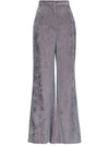 ALBERTA FERRETTI FLARED VELVET GREYTROUSERS,A031866471492