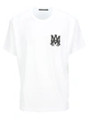 Amiri White Crewneck T-shirt With Logo Print On The Front And Logo Lettering On The Rear In White