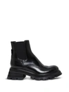 ALEXANDER MCQUEEN BLACK LEATHER ANKLE BOOTS,666368WHZ841000