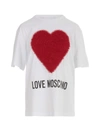 LOVE MOSCHINO OVERSIZED T-SHIRT W/RED HEART,W4F8742M3517 4003 OPTICAL WHITE RED HEART