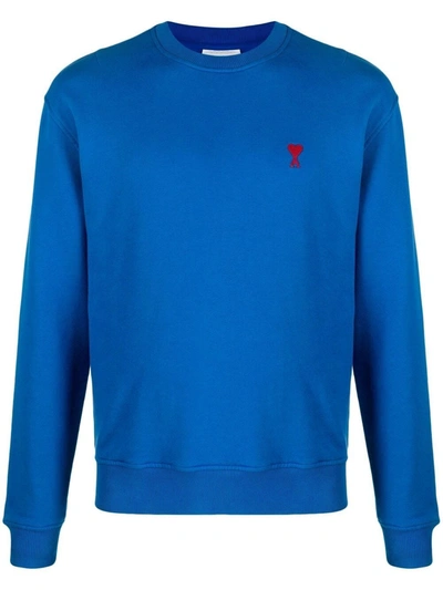 Ami Alexandre Mattiussi Logo Organic Cotton Jersey Sweatshirt In Blu