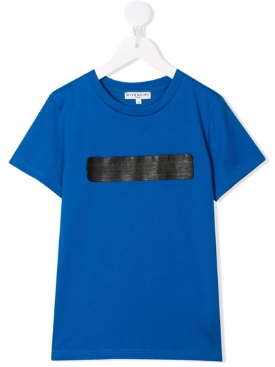 Givenchy Kids' Embossed-logo Cotton T-shirt In Blue