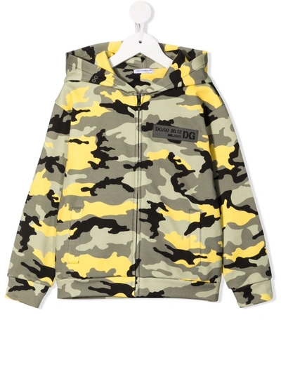 Dolce & Gabbana Kids' Camouflage-print Cotton Hoodie In Multi-coloured