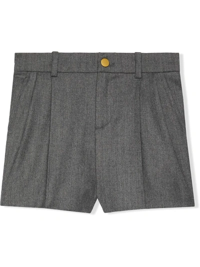 Gucci Kids' Tailored Wool-cashmere Shorts In Grey