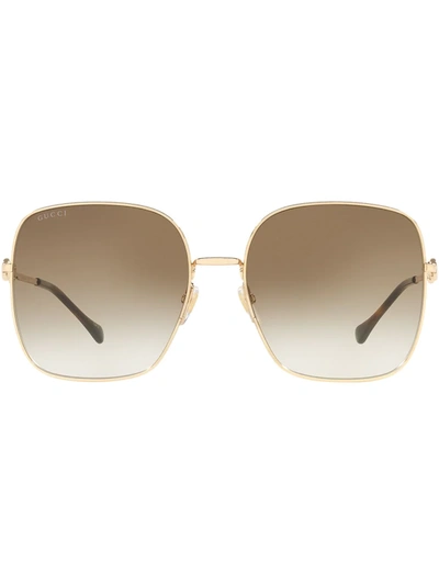 Gucci Horsebit-embellished Oversized Sunglasses In Brown / Gold