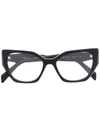 Prada Cat Eye-frame Logo-embossed Glasses In Schwarz
