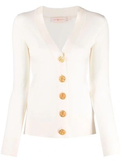 Tory Burch Button-down Knit Cardigan In White