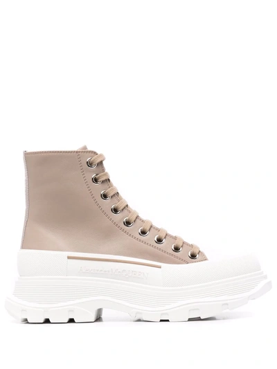 Alexander Mcqueen Tread Slick Beige Canvas High Top In Neutrals