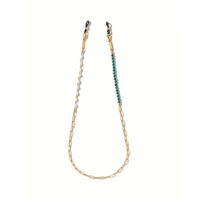 Missoma Pearl & Gemstone Eyewear Chain 18ct Gold Plated/pearl & Malachite