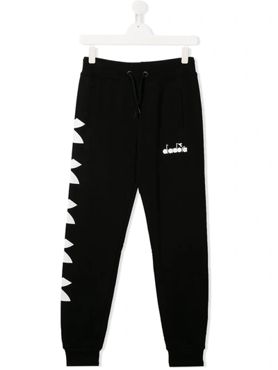 Diadora Junior Teen Logo-print Track Trousers In Black