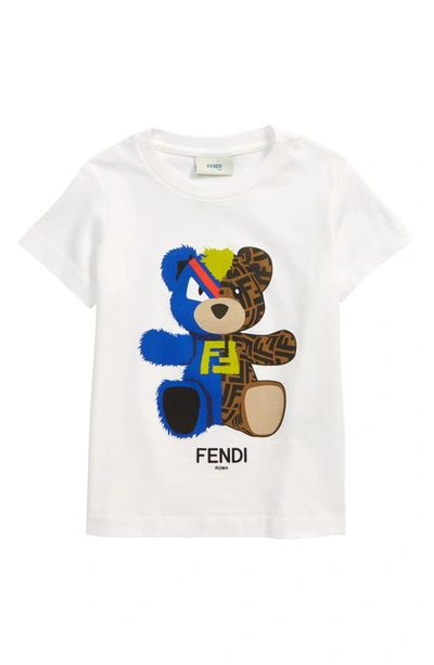 Fendi Kids' Graphic-print Short-sleeve T-shirt In White