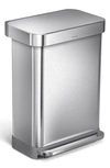 SIMPLEHUMAN SIMPLEHUMAN 55L BRUSHED STAINLESS STEEL TRASH CAN,CW2023
