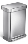 Simplehuman 55l Rectangular Step Can With Liner Pocket In Brushed