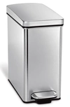 SIMPLEHUMAN 10L STAINLESS STEEL SLIM STEP TRASH CAN,CW1898