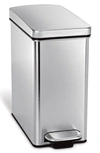 Simplehuman 10l Stainless Steel Slim Step Trash Can In Brushed