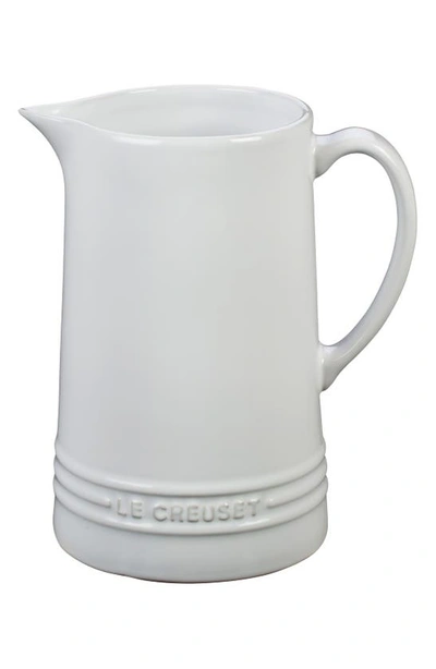 Le Creuset Glazed Stoneware 1 2/3 Quart Pitcher In White