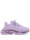 Balenciaga Women's Triple S Clear Sole Chunky Top Sneakers In Purple