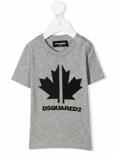 Dsquared2 Babies' Leaf-print Cotton T-shirt In Grey