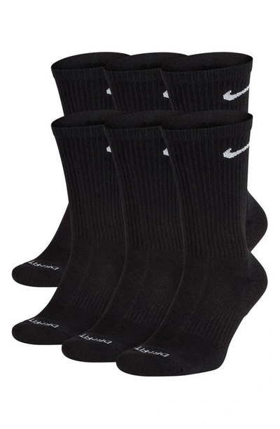 Nike Dry 6-pack Everyday Plus Cushion Crew Training Socks In 010 Black/ White