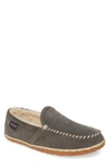 Minnetonka Tobie Water Resistant Genuine Shearling Moccasin Slipper In Grey Suede