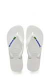 Havaianas Brasil Logo Flip Flops In White