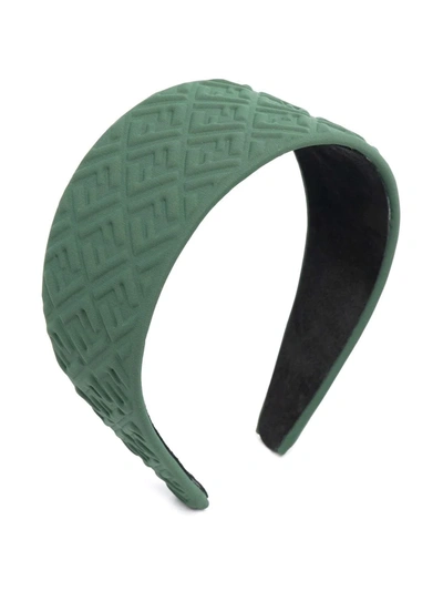 Fendi Kids' Embossed Monogram Headband In Green