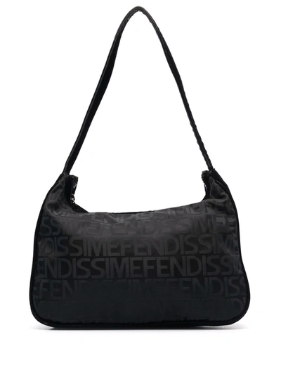 Pre-owned Fendi 2000s Logo Print Shoulder Bag In Black