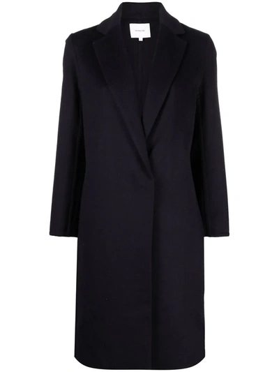Vince Single-breasted Fitted Coat In Blue