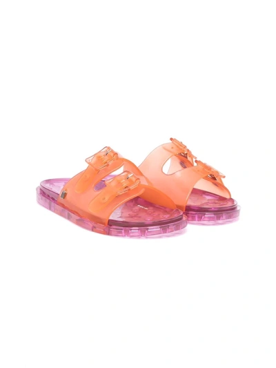 Mini Melissa Kids' Two-tone Buckled Sandals In Orange