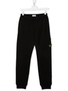 STONE ISLAND JUNIOR TEEN LOGO-PATCH COTTON TRACK TROUSERS