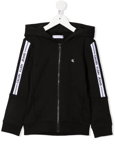 Calvin Klein Kids Logo Tape Hoodie (6-16 Years) In Black