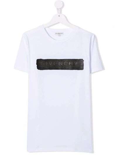 Givenchy Kids White T-shirt With Black Logo Application