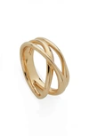 Monica Vinader Nuro Cross Over Ring In Yellow Gold