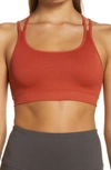 Zella Seamless Strappy Sports Bra In Rust Bossa Nova