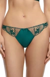 Dita Von Teese Julies Roses G-string In Deep Teal