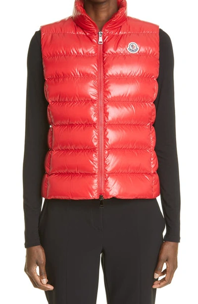 Moncler Red Down Ghany Vest In 457 Red