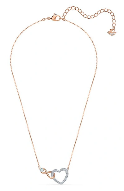 Swarovski Two-tone Crystal Heart & Infinity Symbol Pendant Necklace, 14-7/8" + 2" Extender In White