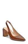 Vince Camuto Hamden Slingback Pointed Toe Pump In Brown Large Scale Croc
