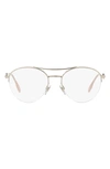Burberry 53mm Round Optical Glasses In Light Gold/ Pink