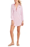 Vineyard Vines Harbor Stripe Long Sleeve Seersucker Cover-up Shirtdress In Resort Red