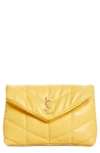Saint Laurent Small Lou Leather Puffer Clutch In Sunflower