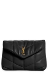 Saint Laurent Puffer Chevron-quilted Leather Clutch Bag In Nero