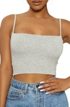 Naked Wardrobe Solid Vibes Stretch Crepe Jersey Crop Top In H Grey