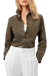 As By Df La Nuit Recycled Leather Blend Button-up Blouse In Desert Olive